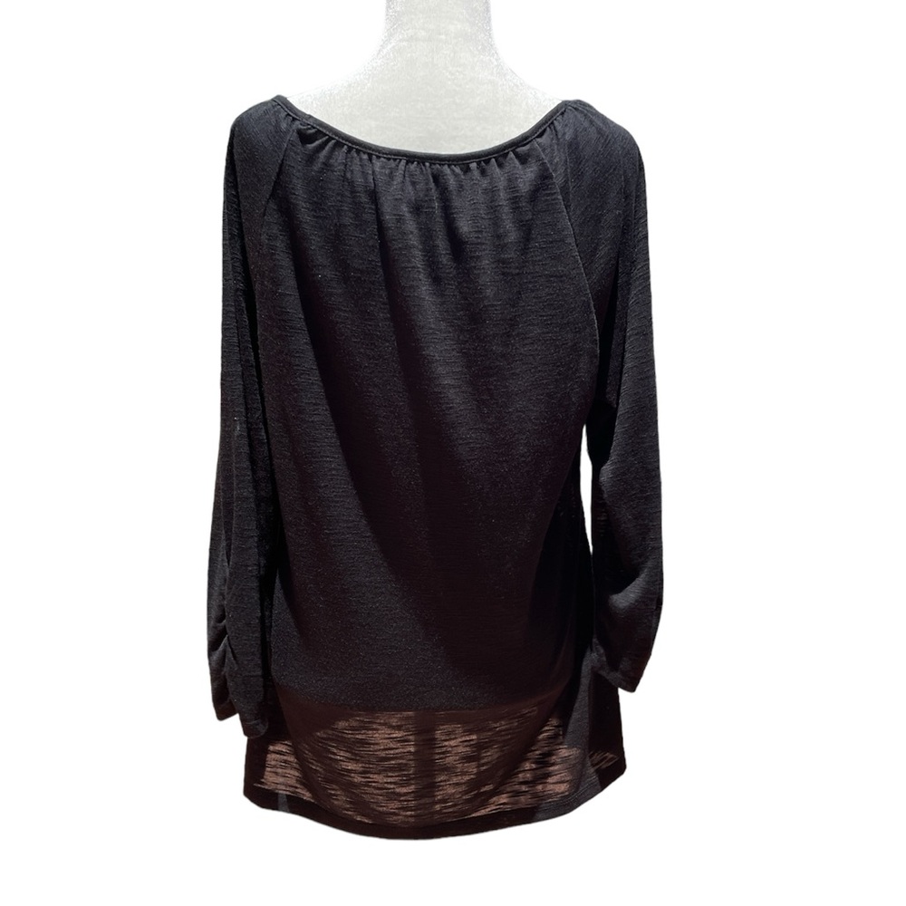 Style & Co Womens Black Purple Blouse Top Bedazzled Ruching Medium EUC - Picture 3 of 12
